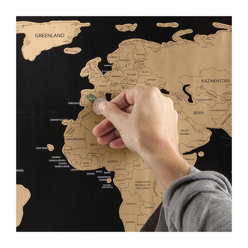 Hobart hoekpunt Diplomaat World scratch map - 80x45 cm | Xenos