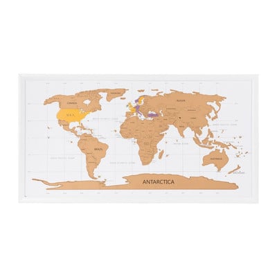slagader Verlenen Inhalen World scratch map - wereld kras kaart - in lijst | Xenos