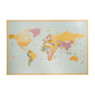 Worldmap met 20 vlaggetjes - 90x60 cm