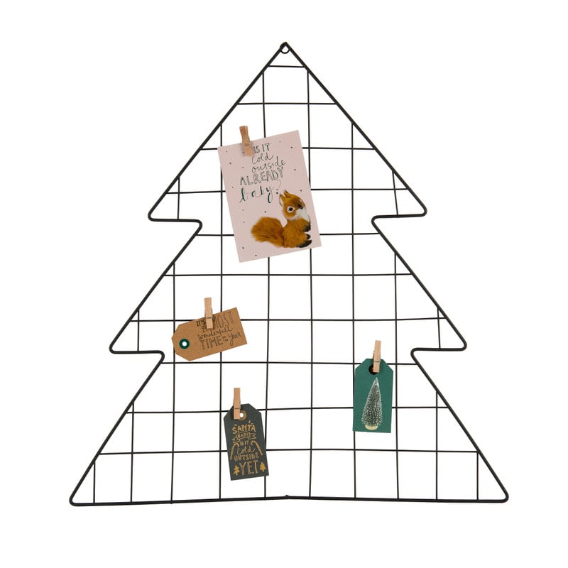 Wandrekje kerstboom met clips - zwart - 50x54 cm
