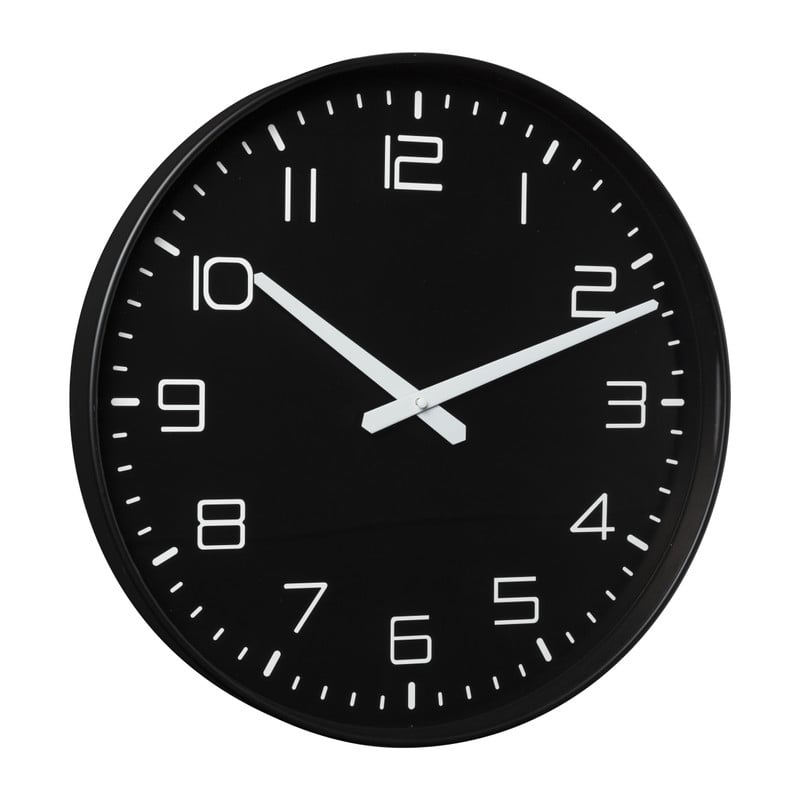 Wandklok Gina - zwart - ø40x4.5 cm