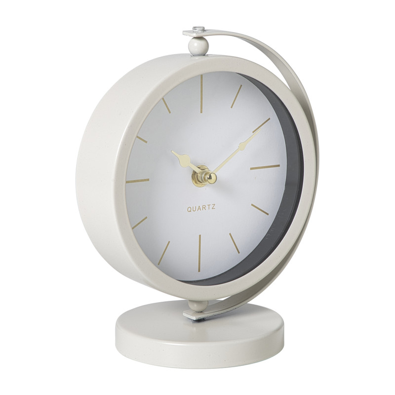 Tafelklok metaal - beige - 20x16x10.5 cm