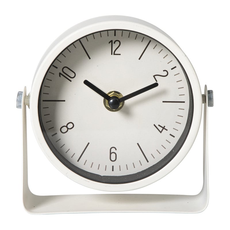 Tafelklok - beige/zwart - 13x12.5x4.3 cm