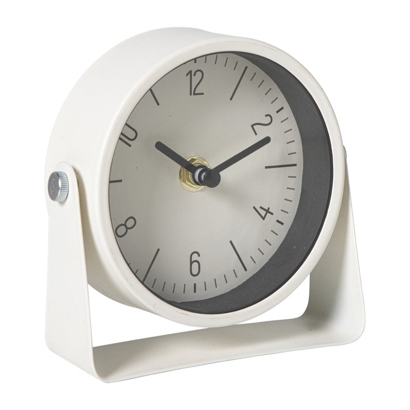 Tafelklok - beige/zwart - 13x12.5x4.3 cm