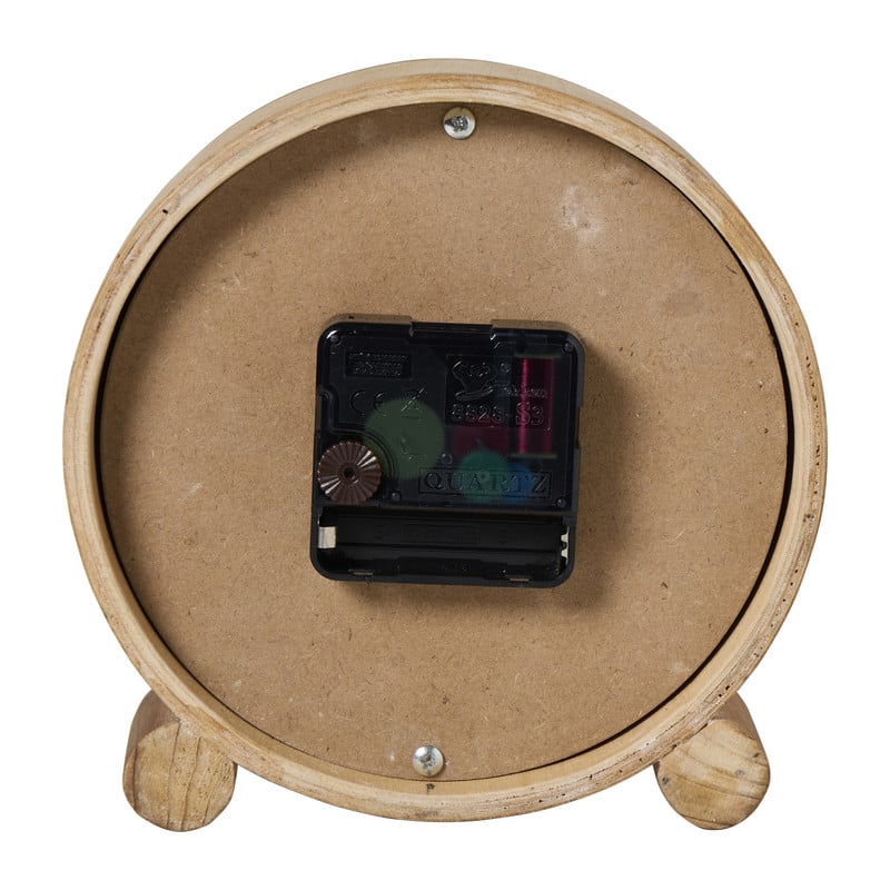 Tafelklok houtlook - bruin - ø16x16x5 cm