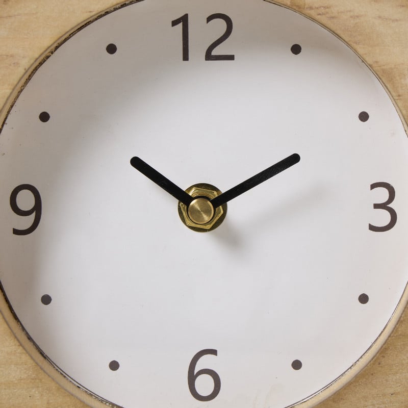 Tafelklok houtlook - bruin - ø16x16x5 cm