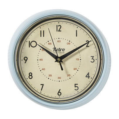 Wandklok retro - lichtblauw - Ø24x6.5 cm