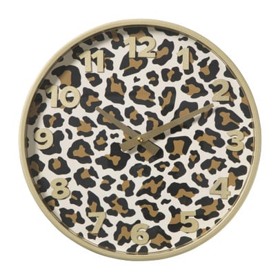 Wandklok luipaard - bruin/goud - ø30 cm