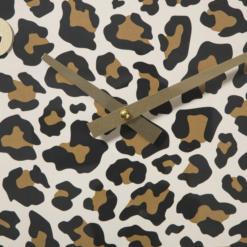 Wandklok luipaard - bruin/goud - ø30 cm