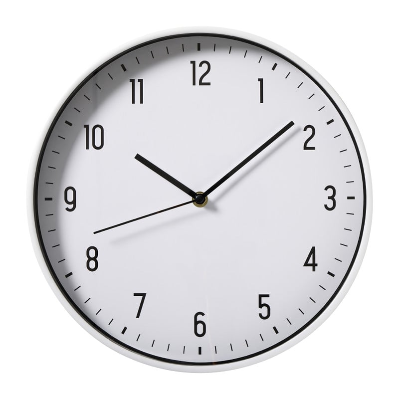 Basic klok - wit - ø30x4 cm