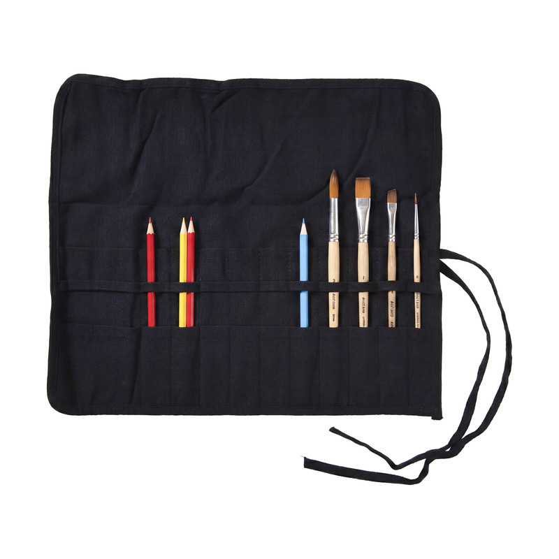Penselen etui - zwart - 20x33 cm 