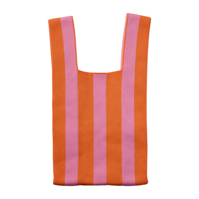 Tas gestreept klein - roze/oranje - 34x20 cm