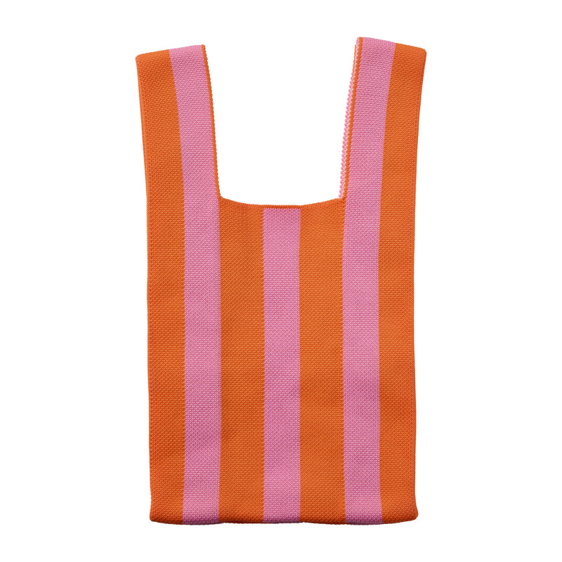 Tas gestreept klein - roze/oranje - 34x20 cm