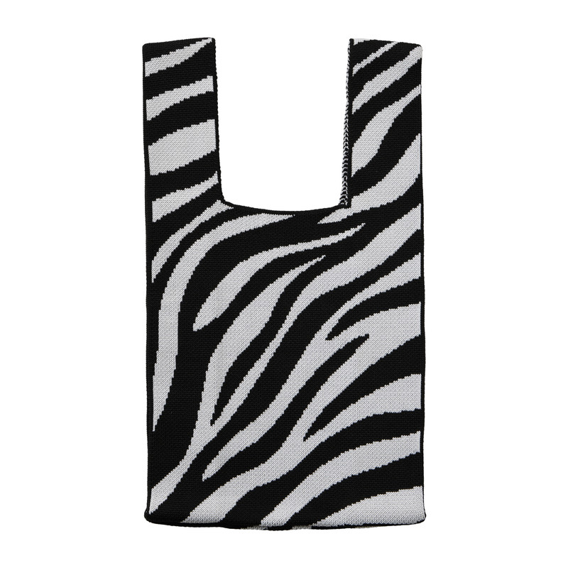 Tas zebraprint - zwart/wit - 34x20 cm