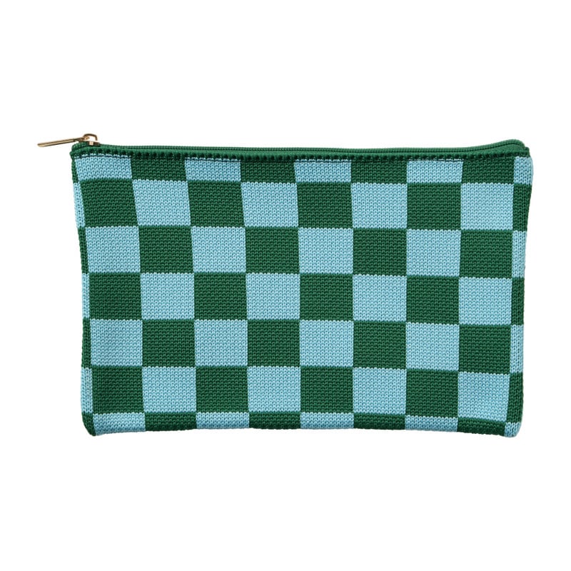 Etui geblokt - groen/blauw - 12x19 cm