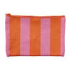 Etui gestreept - roze/oranje - 12x19 cm