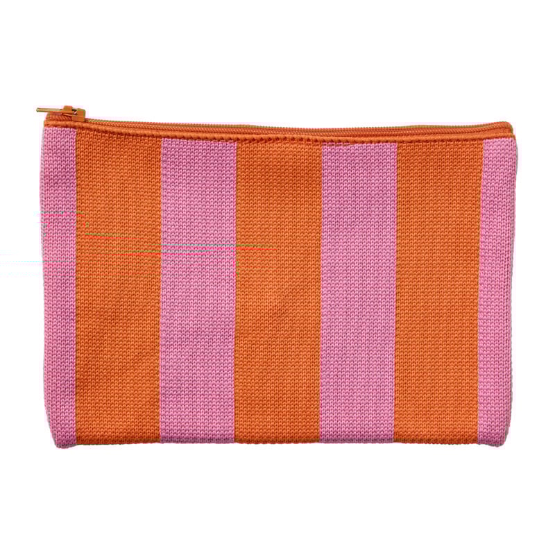 Etui gestreept - roze/oranje - 12x19 cm