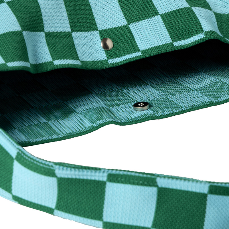 Shopper geblokt - groen/blauw - 45x35 cm