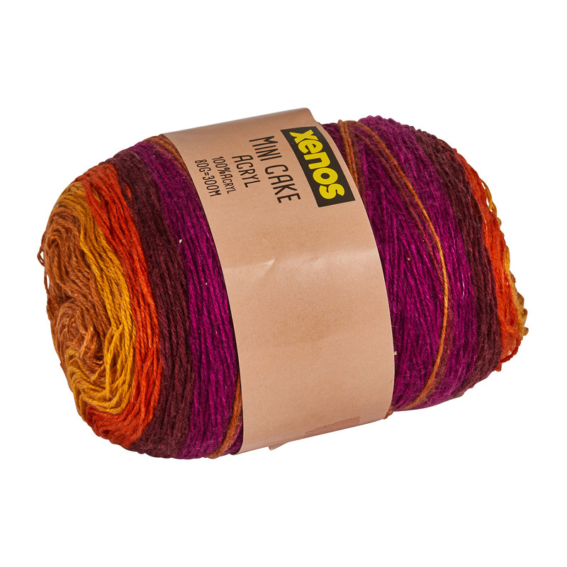 Garen cake - paars/oranje/bruin - 80 gram/300 meter