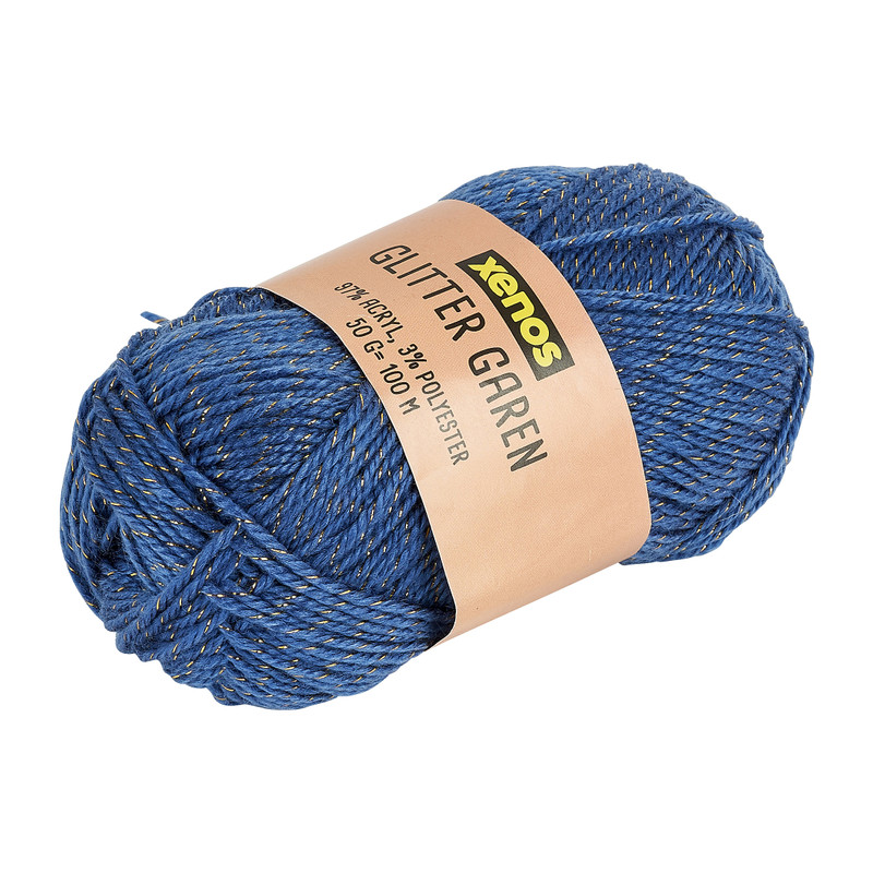 Garen met glitters - blauw - 100 m