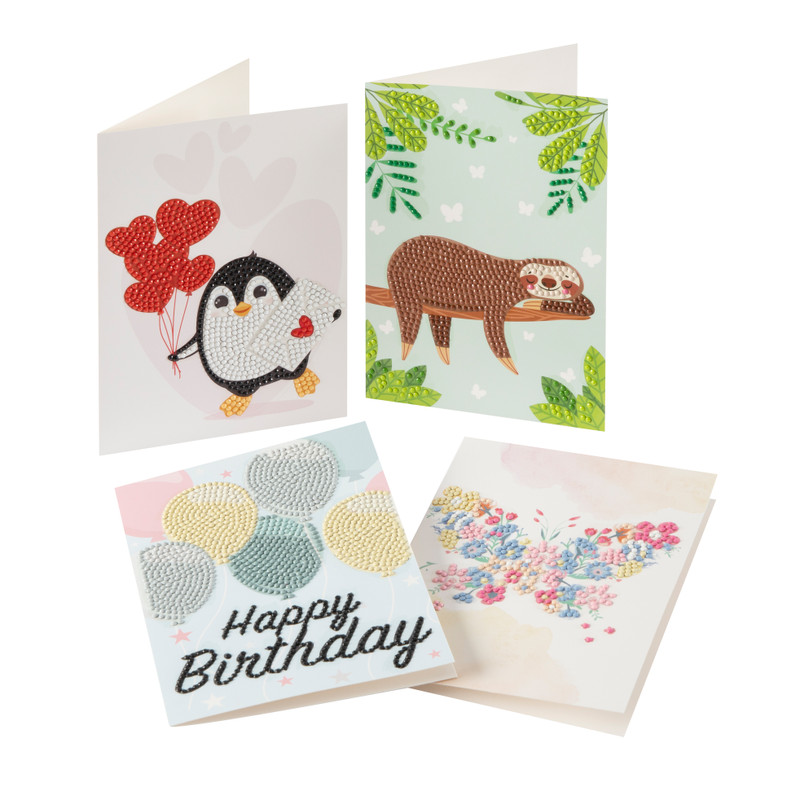 Diamond paint kaarten - 4 stuks - 18.1x13 cm