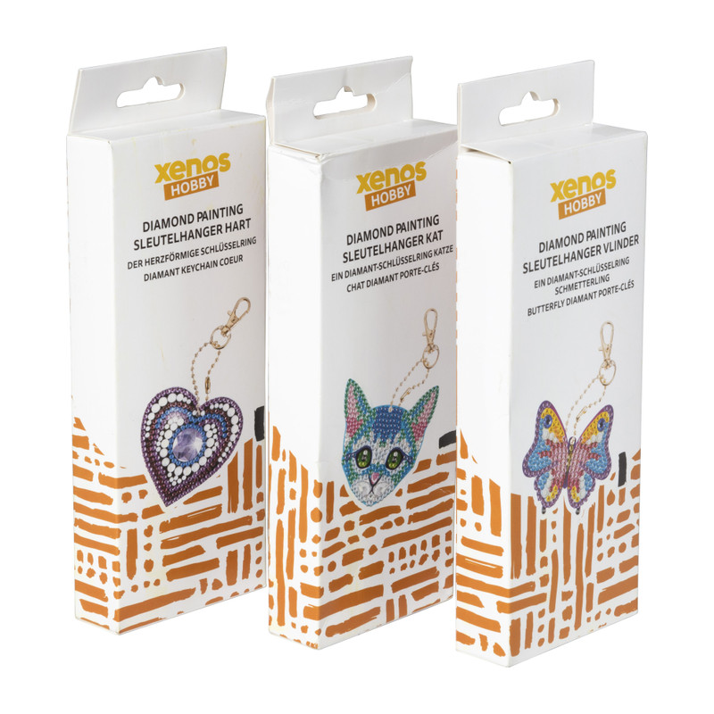 Sleutelhanger hart - diamond paint - 7x7 cm