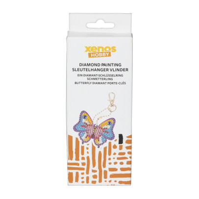 Sleutelhanger vlinder - diamond paint - 7x7 cm