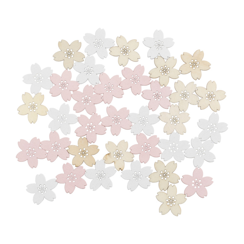 Houten decoratie bloemen - set van 36 - ø2.8 cm