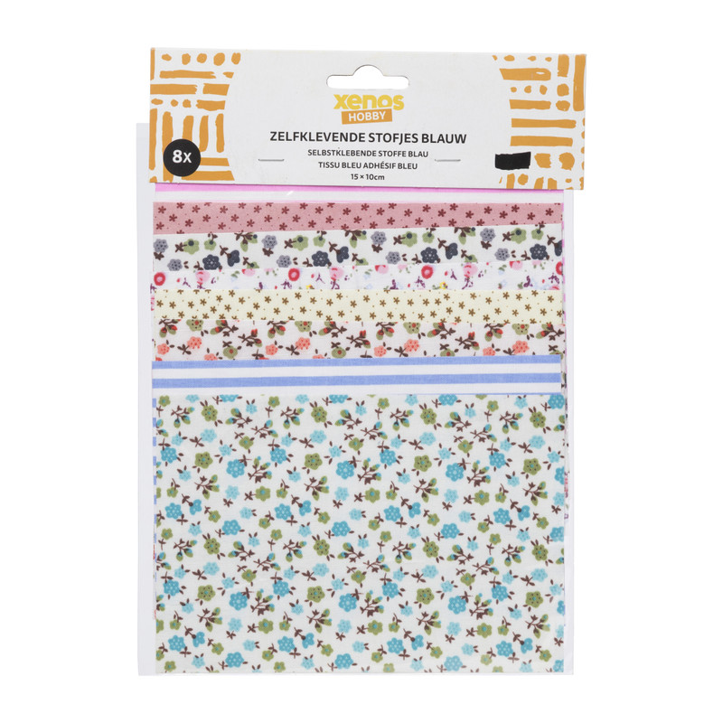 Zelfklevende stofjes - blauw - 15x10 cm