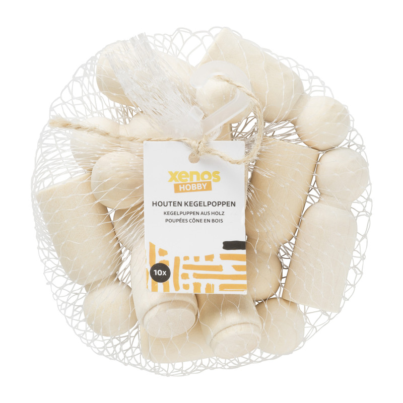Houten kegelpoppen - set van 10 - 5.3 cm