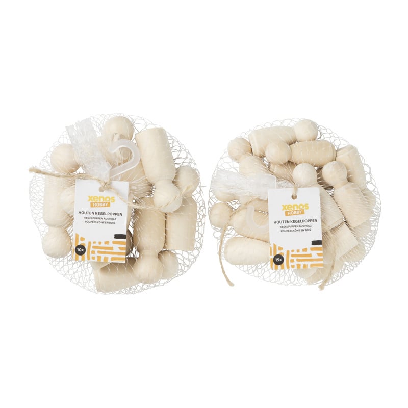 Houten kegelpoppen - set van 10 - 5.3 cm
