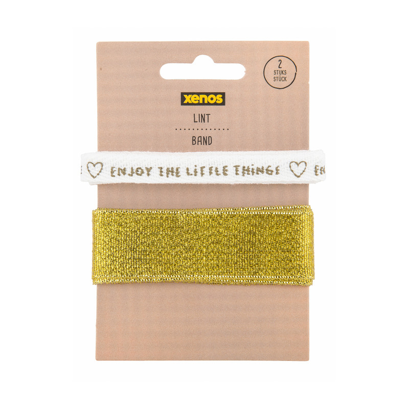 Lint goudkleurig met tekst - 2 stuks