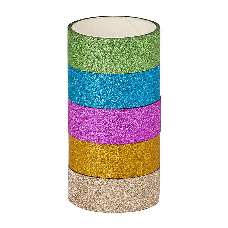 Washi tape glitter - multikleur - 5 rollen