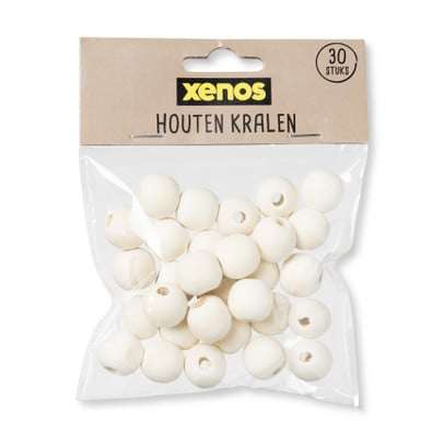 Houten kralen - naturel - 30 stuks