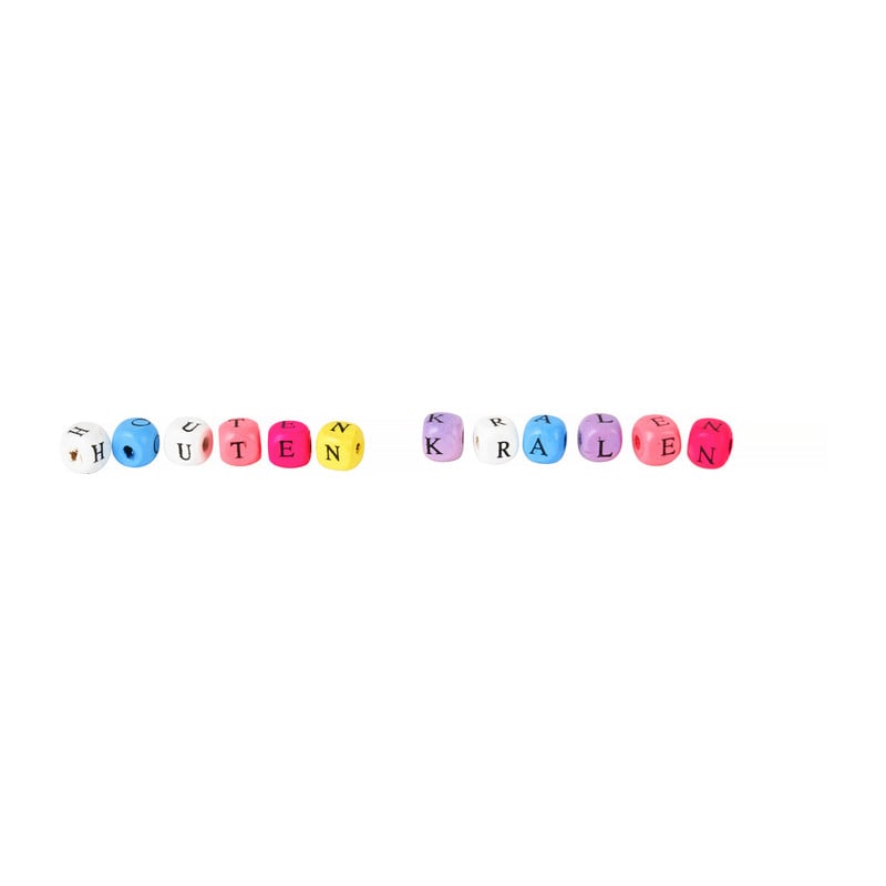 Houten kralen alfabet - multikleur - circa 90 stuks