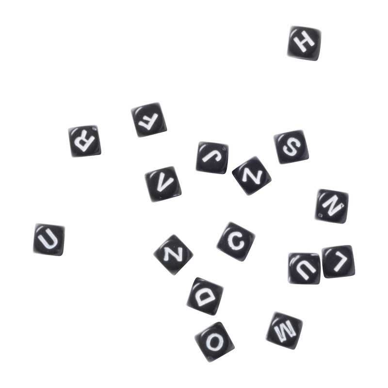 Kralen met tekst - zwart/wit - set van 100