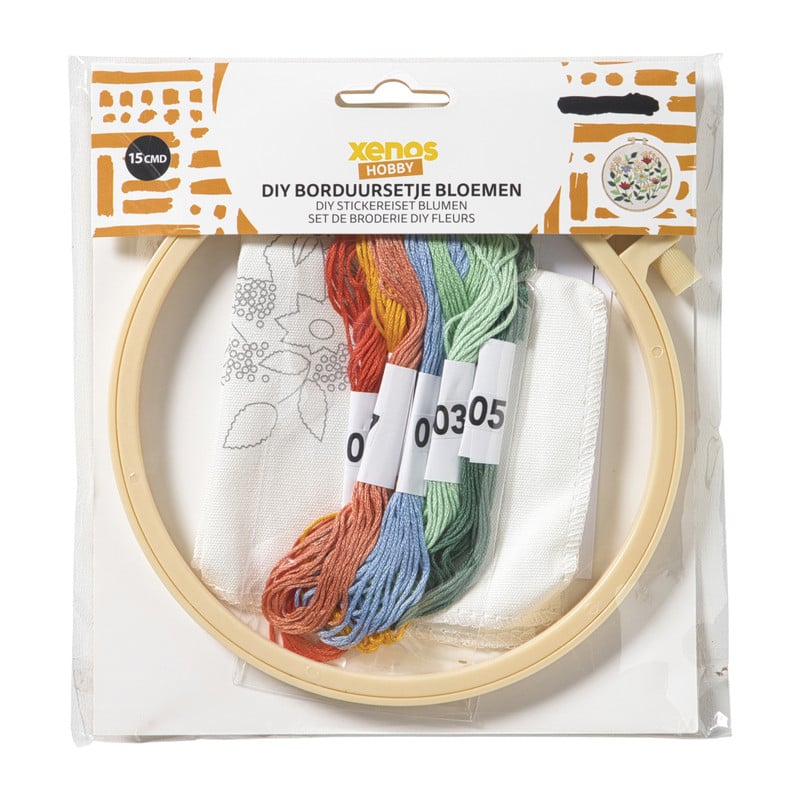 Borduursetje bloemen - ø15 cm
