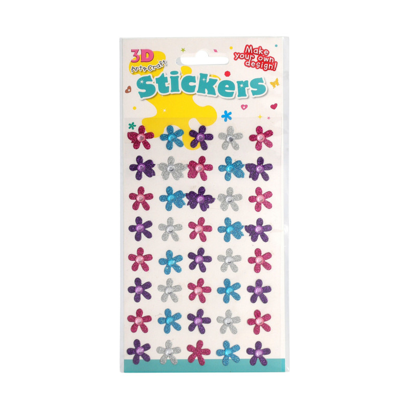 Stickers bloem glitters - set van 40 - 20.5x10.5 cm