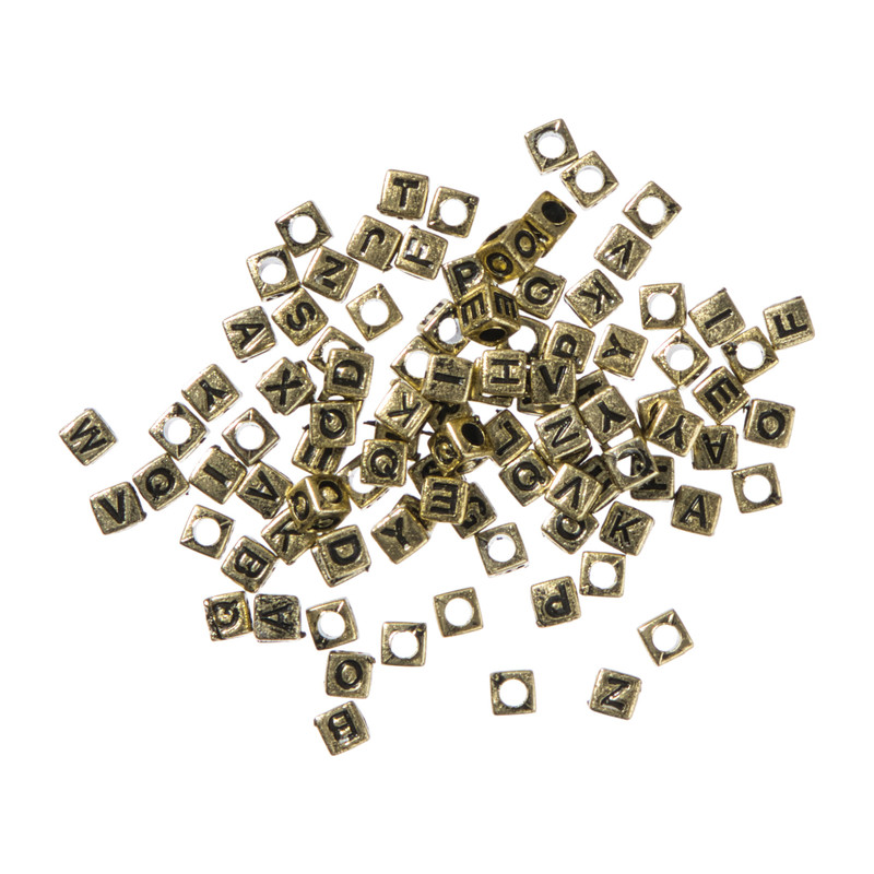 Kralen met letters - goud - set van 100