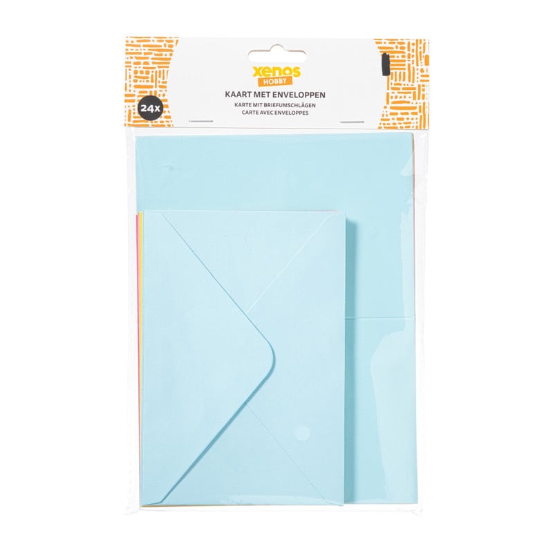 Kaart met enveloppen - multikleur - set van 24