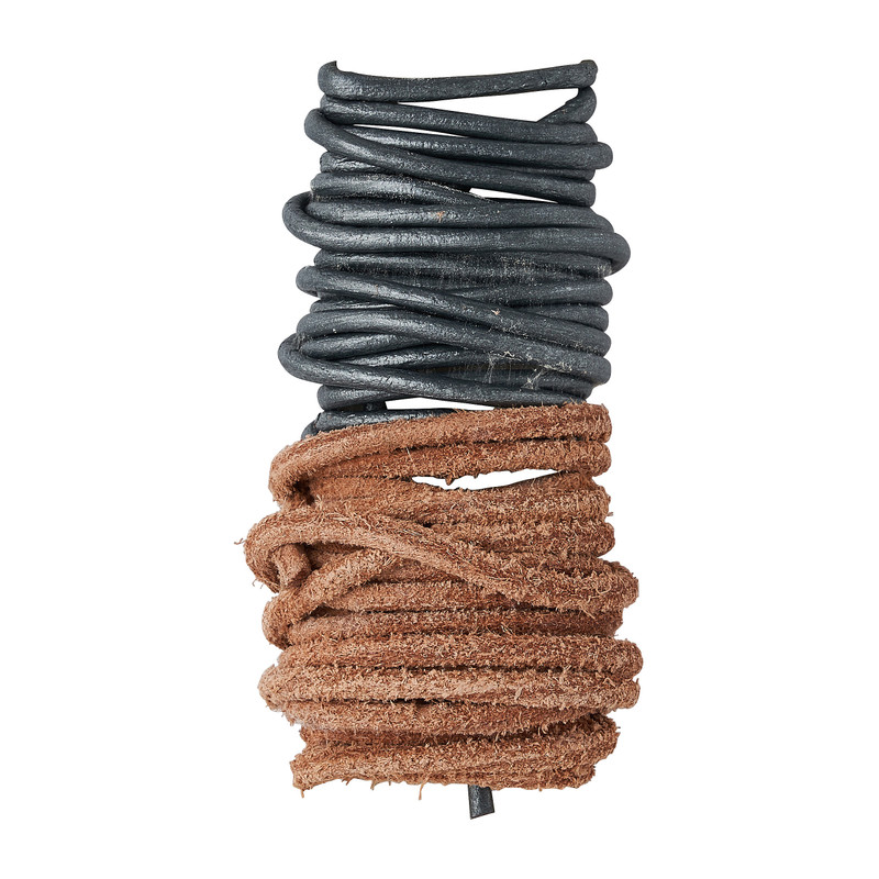 Leren koord - grijs/bruin - 2x200 cm