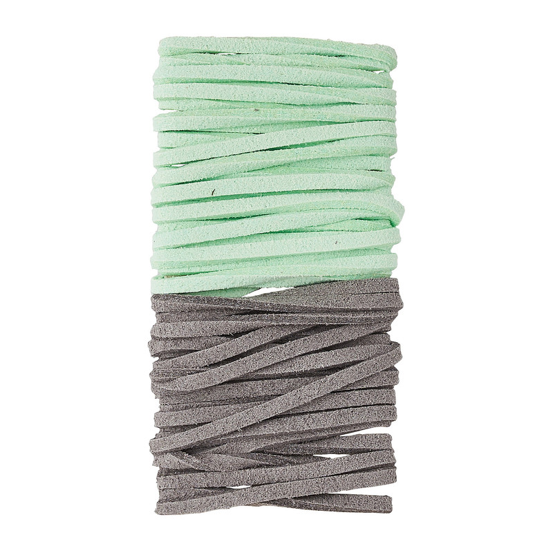 Suede koord - groen/grijs - 2x300 cm