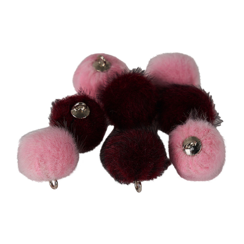 Pompon bedels - blush pink - set van 8