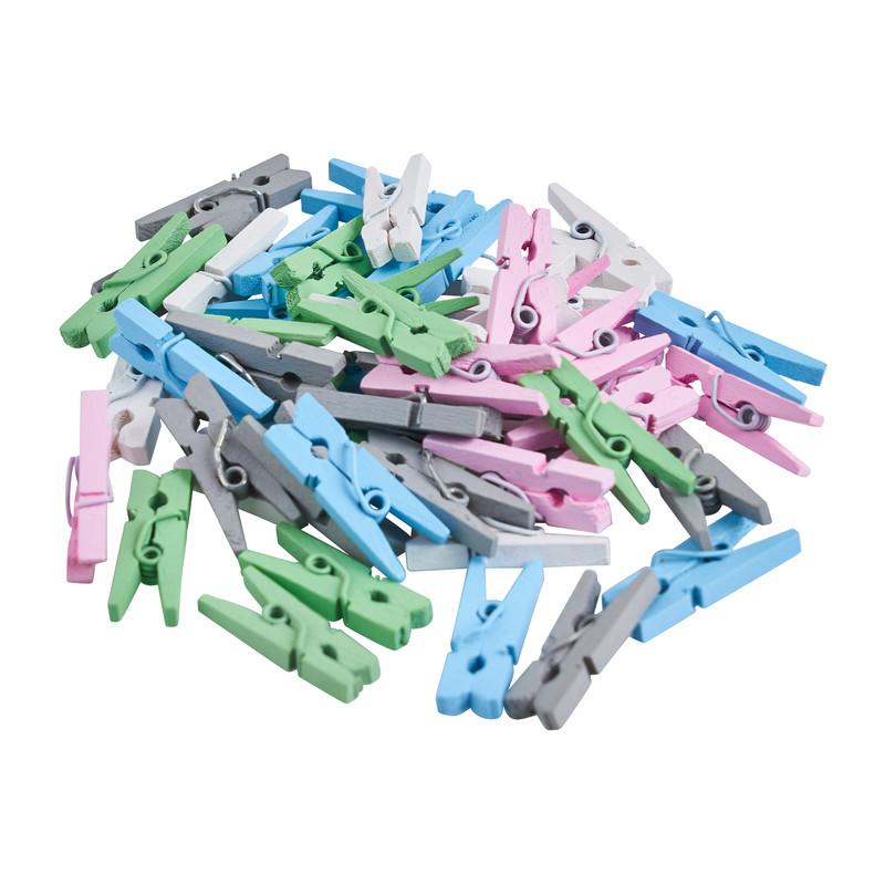 Mini wasknijpers - multikleur - 50 stuks