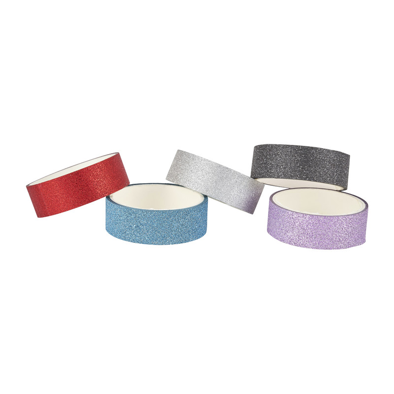 Washi tape multikleur glitters - set van 5