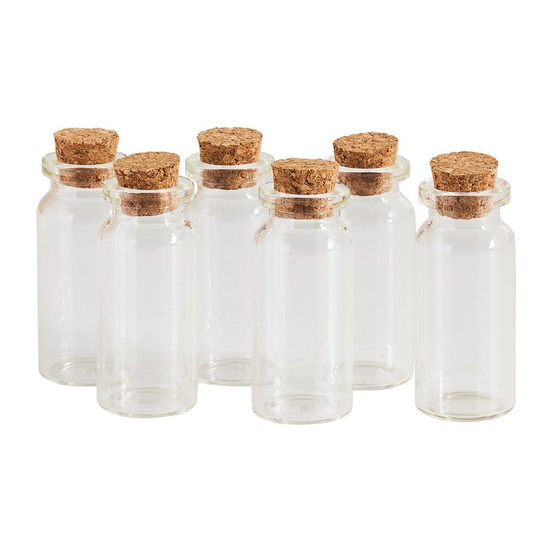 Mini flesjes met kurk - 6 stuks - 6x10 ml