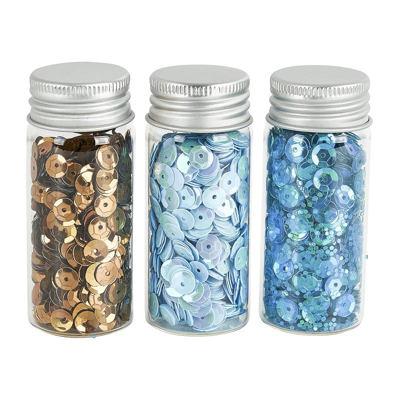 Pailletten in flesje - blauw - set van 3