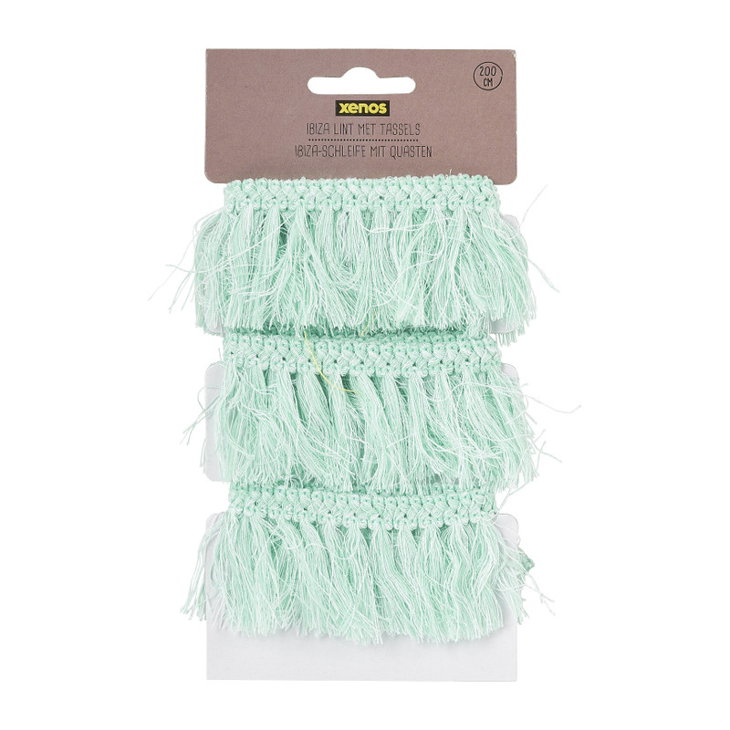 Ibiza lint met tassels - mintgroen - 2 meter