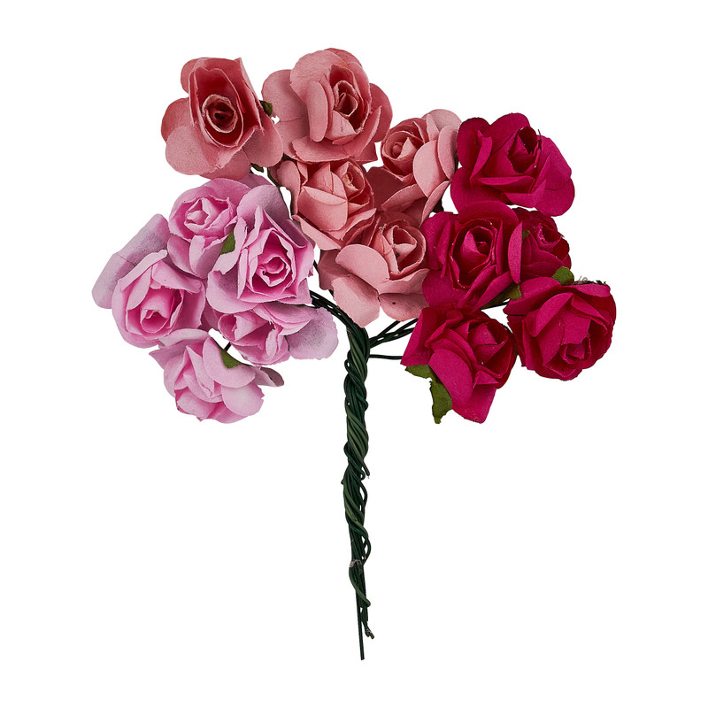 Roosjes papier - roze - set van 15 