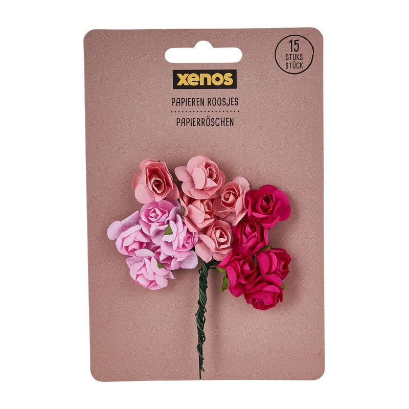 Roosjes papier - roze - set van 15 